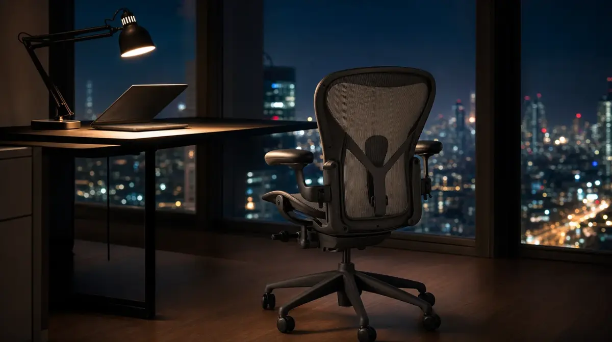 Aeron — night workspace over the city