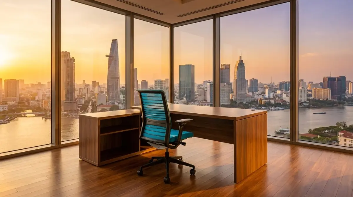 Saigon sunset — Steelcase Think by the window